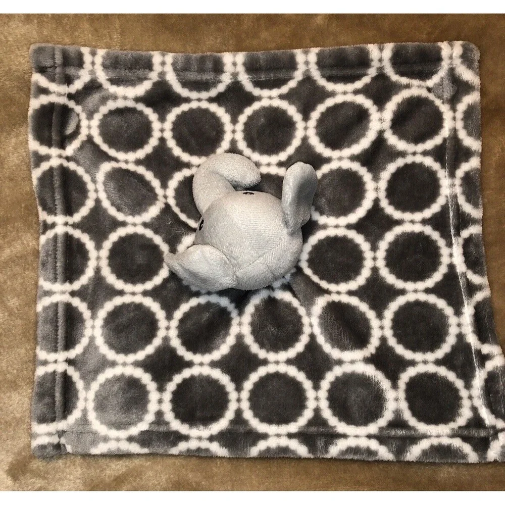 HB Lovey Security Blanket Elephant Gray Circles 12.5 x 14